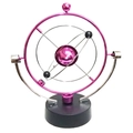Juguete de escritorio cinético orbital celeste rosa con base negra y anillos de metal - Estilo de Esfera con Núcleo Rosa Púrpura (N0421)