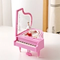 Carillon a forma di pianoforte rosa con ballerina e specchio, regalo gioielli vintage - 12x12.5x15cm / Rosa