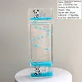 Panda liquid motion ornament in acrylic featuring blue flowing sand and a panda figure - Panda Slide Ornament - Blue Liquid