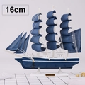 Klassiek 16cm donkerblauw houten zeilschip model met canvas zeilen op een witte basis - Grijsblauw Zeilboot (M1623-4) / 16cm