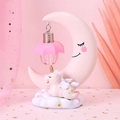 Luce notturna unicorno rosa con base a nuvola in resina e statuina decorativa - Design Unicorno / Rosa