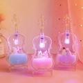 Ornement violon à sable mouvant avec lumière LED bleue et petites figurines de dessin animé - Style Dessin Animé Flottant (Lumineux)