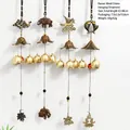 Retro bronze alloy wind chime collection with bells and intricate animal pendants - Retro Peacock and Elephants (NO.15)