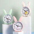Minimalist rabbit ear alarm clock set in green pink and white colors for home decor - Rabbit Ear Style