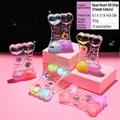 Double heart liquid hourglass motion timer with colorful oil sand and floating glitter - SY01 Double Heart Oil Droplet