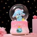 Detailed view of Stitch snow globe with a pink gradient musical base and doll motifs - 100# (Music+Light+Auto Snow) / Pink Cartoon Character (STITCH!)