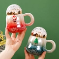 Kreative Weihnachtstassen aus Keramik mit Weihnachtsmann-Relief und Schneekugel-Deckel - Transparenter Halbkugelförmiger Schneedeckel-Reliefstil (5146394605956)