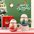 Kerst keramische mokkenset met kerstman decor en sneeuwvlok deksel in een luxe geschenkdoos - 301-400ml / Kerst Kleurverloop Mok