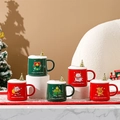 Weihnachtsbecher aus Keramik mit Weihnachtsmann-Motiv und goldenem Baumdeckel - Weißer Deckel Gold Deko Knopf Set (5290430446345)