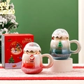Christmas ceramic mug set with Santa Claus and tree theme in festive gift packaging - 301-400ml / Christmas Cup 3#