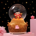 Boule à neige lumineuse animée Ne Zha avec socle doré pour décoration de bureau - Taille 80 (Lumière + Neige) / Nezha-Or