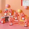 Adorable pink Loopy bear figurine sleeping with sleep mask, trendy blind box toy size 10.5cm - Single Random / Exquisite Life Figure (DLM088) (6 Pcs/Set)