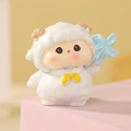 Figurine de mouton mignonne en résine avec nœud jaune et moulin à vent pour bureau - Style Moulin à vent