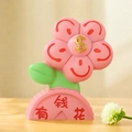 Cute pink resin flower figurine with money sign and base for desktop decoration - Money Flower (WX029)