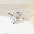 Détails du pendentif lapin argenté avec cristal en cœur, taille 13,27mm x 7,8mm - Pendentif Lapin Pierre Coeur (H-12097) / Argent