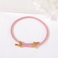 Adjustable light pink braided cord bracelet with gold metal sliding buckles - 3mm Rope Thickness / Pink