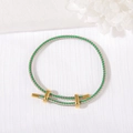 Pink and green woven cord bracelet with gold metal hardware and adjustable clasp - 3mm Rope Thickness / Pink & Green
