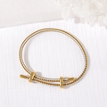 Adjustable dual-tone gold and light blue braided rope bracelet with gold-plated buckles - 3mm Rope Thickness / Sky Blue Gold