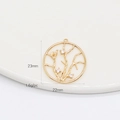 Pendentif doré branche d'arbre ronde avec zircons pour la création de bijoux DIY - Style de Branche Évidée (A2943)