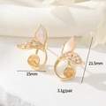 Golden fishtail earrings with white shell inlay and cubic zirconia stones - 14K Gold Fish Tail Style (cbk262-a55)
