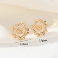 Orecchini a fiore placcati oro 14K con micro zirconi per la creazione di gioielli fai-da-te - Forma di Fiore Traforata (H-12396)