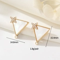 14K gold shell triangle heart ear studs with cubic zirconia star design 14.8mm - 14K Gold Triangle Style (H-10263)