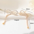 Golden bow tassel earrings with white zircon crystals and 20mm fringe detail - 14K Gold Bow Tassel Style (cbk142)
