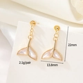 14K gold plated fisheye earrings with mother of pearl inlay and cubic zirconia studs - 14K Gold Streamline Fish Tail Style (H-12409)