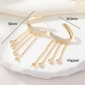 Golden S925 silver tassel ear cuffs with micro-set zircons and 50mm hanging chains - 14K Gold C-Shape Tassel Style (czjq15)