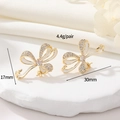 Golden bow earrings with white enamel and sparkling zircon stones for women - 14K Gold Enamel Bow Style (H-11432)