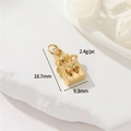 14K gold filled gift box pendant with bow and crown details, size 18.7x9.3mm - Gold Crown Gift Box Pendant Only (Without Chain) (h-12687)