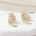 Goldene Schmetterlingsohrringe mit Zirkonia und Maßangaben von 12,6 mm für DIY Schmuck - Schmetterlingsform Zirkonia Ohrring Fassung (H-5978) / 14K-Gold