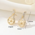 14K vergoldete Ohrstecker-Fassungen mit Zirkonia für Perlen DIY, Größe 18,5x9,5 mm - Stromlinienförmige Perlenohrring Fassung (H-6905) / 14K-Gold
