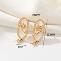 14K vergoldete ovale Ohrringe mit Muschel-Inlay und Blumenmotiv, Größe 23,3 mm x 8 mm - Ovaler Blumiger Perlmuttohrring Fassung (H-12392) / 14K-Gold