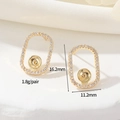 14K vergoldete rechteckige Büroklammer-Ohrringe mit Zirkonia und 16,2 mm Rahmen - Abgerundetes Rechteck Mikro-Zirkonia Ohrring Fassung (H-12406) / 14K-Gold