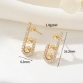 14K vergoldete Zirkonia-Ohrringe mit 3 Perlenfassungen für DIY-Schmuck, 16,2 mm - Drei-Loch U-Form Zirkonia Ohrring Fassung (H-12411) / 14K-Gold