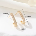 14K vergoldete Ohrringe mit rosa Zirkonia-Pavé, gebogenes Design, Größe 20,4x15,3 mm - Rosa Zirkonia Gebogene Ohrring Fassung (H-12413) / 14K-Gold