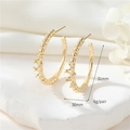Aros grandes de oro de 14K con cuentas texturizadas y dimensiones de 30mm de diámetro - Estilo de Puntos de Cuentas de Oro 14K (H-12158)