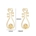 14K vergoldete herzförmige Ohrstecker für DIY Schmuckherstellung mit Maßen - Herz Pipa Form Perlenohrring Fassung (H-12416) / 14K-Gold
