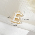 14k gold plated letter E pendant with white enamel and 16.7mm height measurements - Letter E (H-12334)