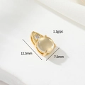 14K gold plated jewelry pendant with round stone and zircon accents, 12.3mm height - Round Gemstone Style (H-12584)