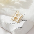 14k gold plated letter H charm with white enamel for DIY necklace bracelet accessory - Letter H (H-12337)
