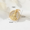 14K gold-plated Buddhist pendant with white cubic zirconia inlay and Buddha relief - Round Sitting Buddha Relief (H-12597)