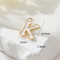 14k gold-plated letter K pendant with white enamel inlay and 16.5mm height dimensions - Letter K (H-12340)