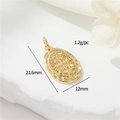 Oval 14K gold plated pendant with religious relief carving and hanging loop - Oval Saint Benedict Medal (H-12705)