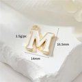 Letter M charm pendant in 14k gold metal with white enamel for DIY jewelry making - Letter M (H-12342)