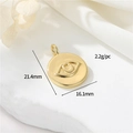 14K gold plated evil eye pendant 21.4mm charm for DIY necklace and jewelry making - Round Evil Eye Style (H-12749)