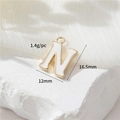 14k gold letter N pendant with white enamel inlay for DIY necklaces and jewelry - Letter N (H-12343)