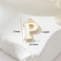 Golden 14k plating letter P alphabet pendant with white enamel finish, size 17mm x 10.5mm - Letter P (H-12345)