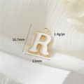 14k gold plated white enamel letter R charm pendant for DIY bracelets and necklaces - Letter R (H-12347)